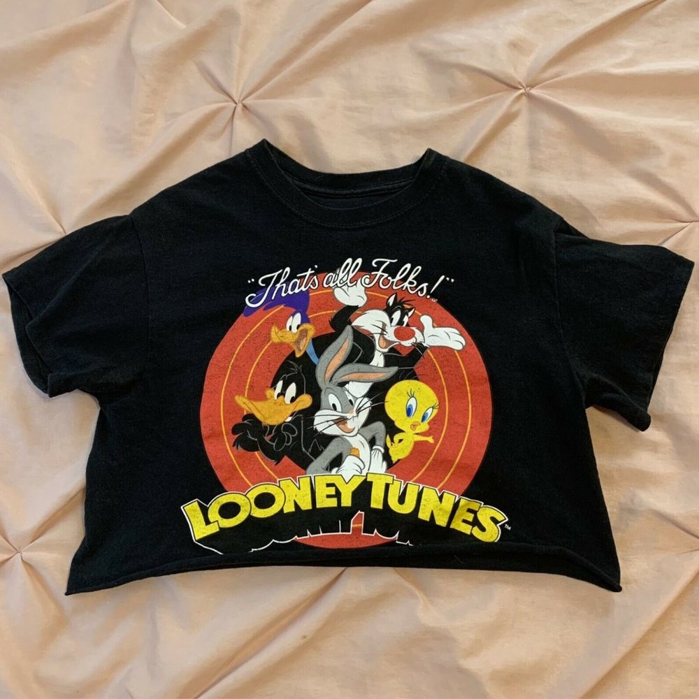 Forever 21 Looney Tunes Black Crop Top Size Small